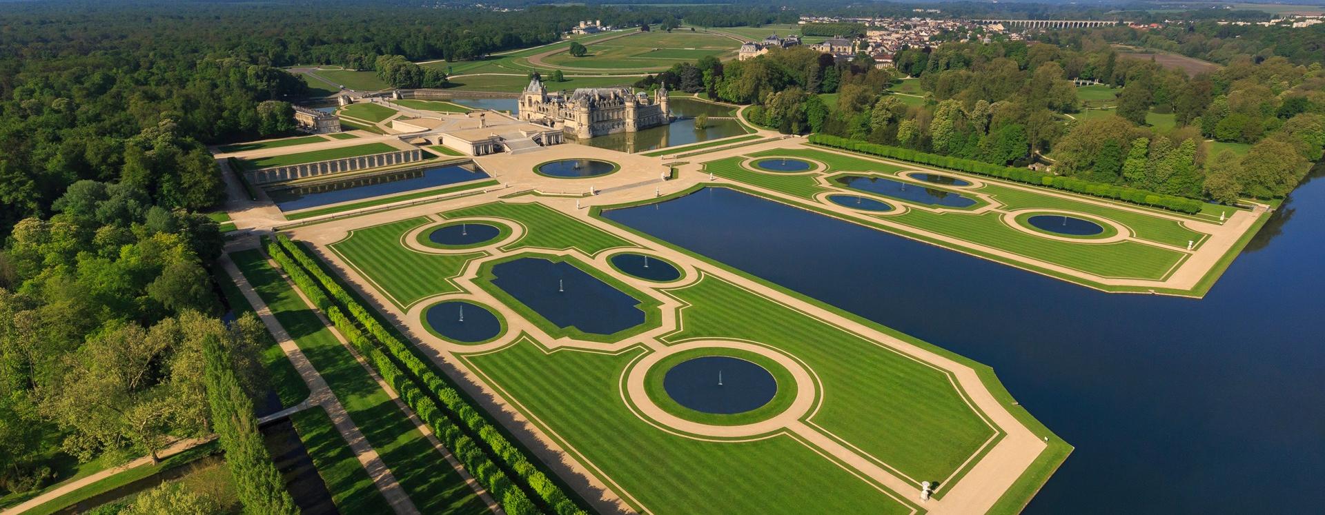 Arial View of Château De Chantilly Estate France