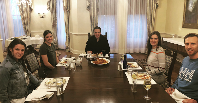 Andrew Cuomo Sitting At Table For Sunday Dinner With Family