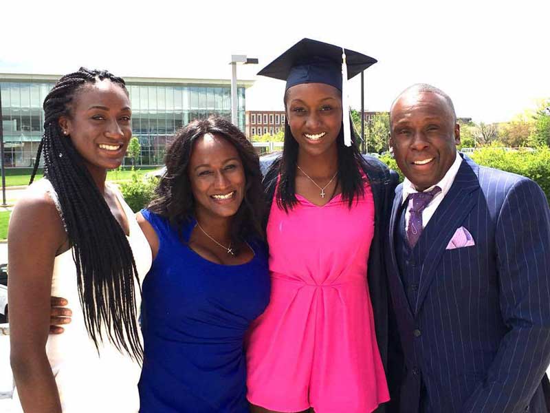 Bruny Surin Posing With Family At Daughters Graduation