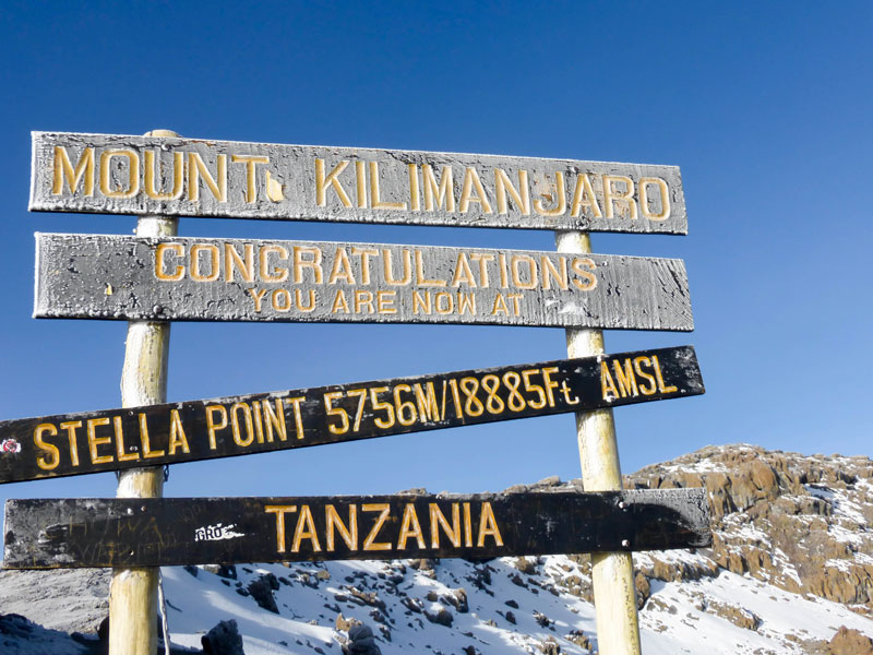 Mount Kilimanjaro Tanzania Congratulation Summit Sign