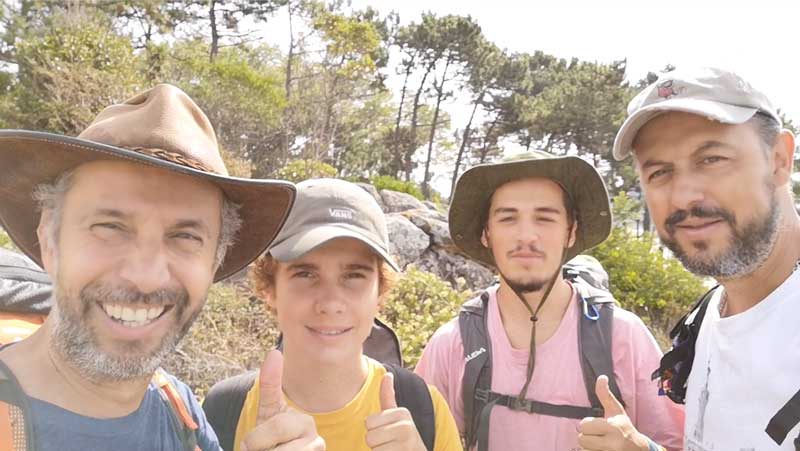 João Perre Viana And Nuno Santos Fernandes With Their Sons Giving A Thumbs Up