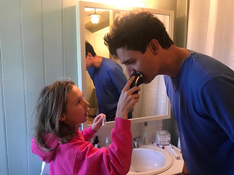 Justin Trudeau Having Daughter Ella-Grace Shave His Beard