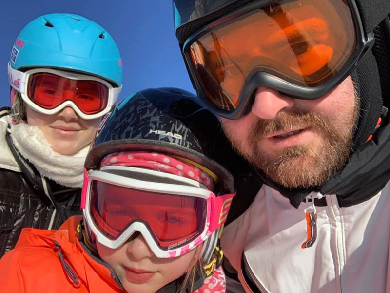 Mikhail Pimenov With Daughters On Ski Vacation At Limone Piemonte Italy