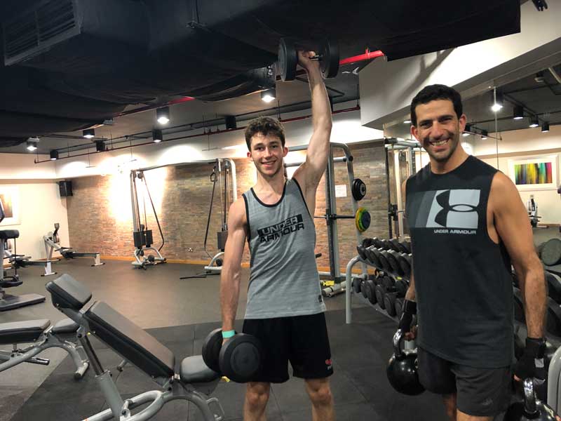 Ziad Awad And His Son Anthony Working Out In Fitness Gym