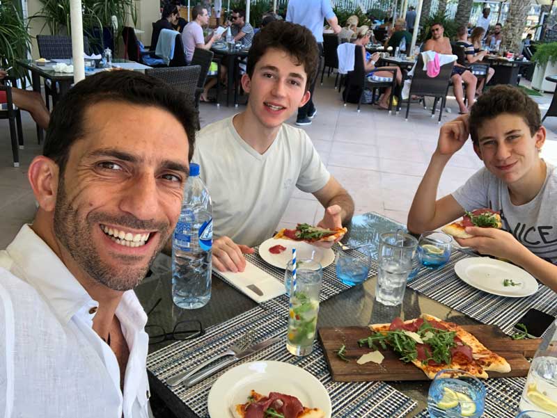 Ziad Awad Having Lunch With His 2 Sons In Dubai