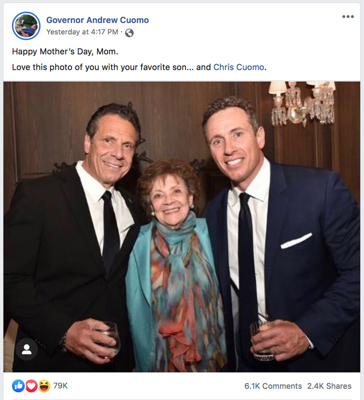 Andrew Cuomo Smiling With Mother And Brother