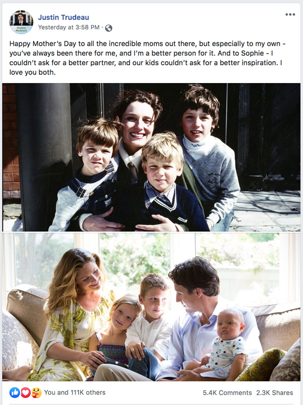 Collage Of 2 Photos Of Justin Trudeau And Family 